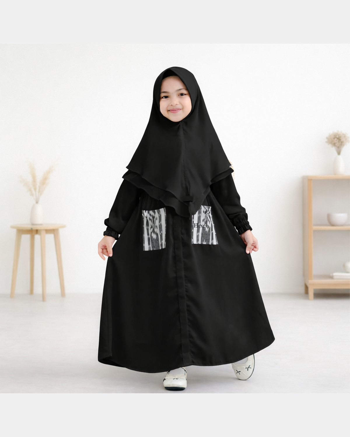 Khimar Wardah Kids Black - Full Body Seraya - Hijab Heela