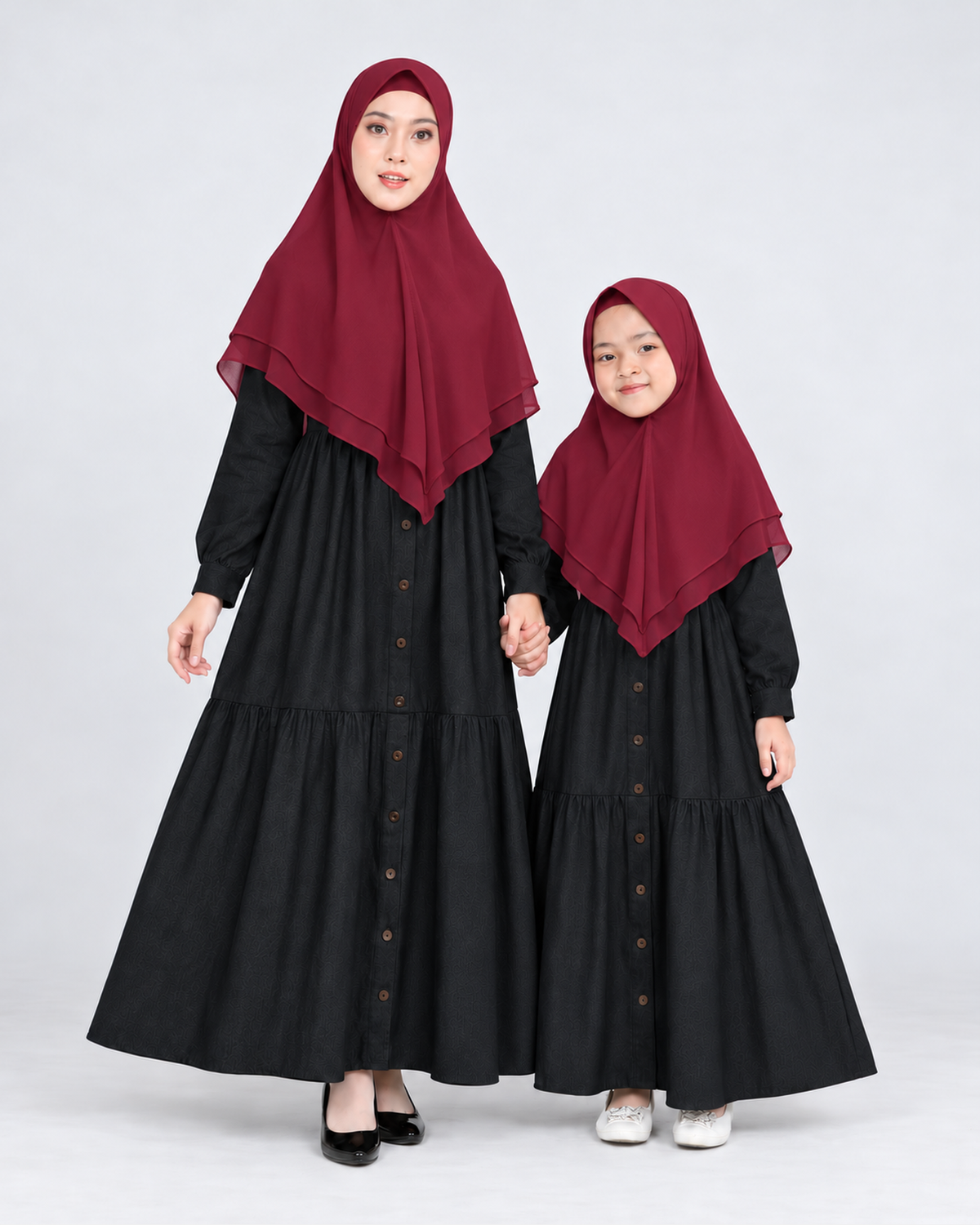 Khimar Wardah Kids Maroon - Ibu Anak Abaya Sofia - Hijab Heela