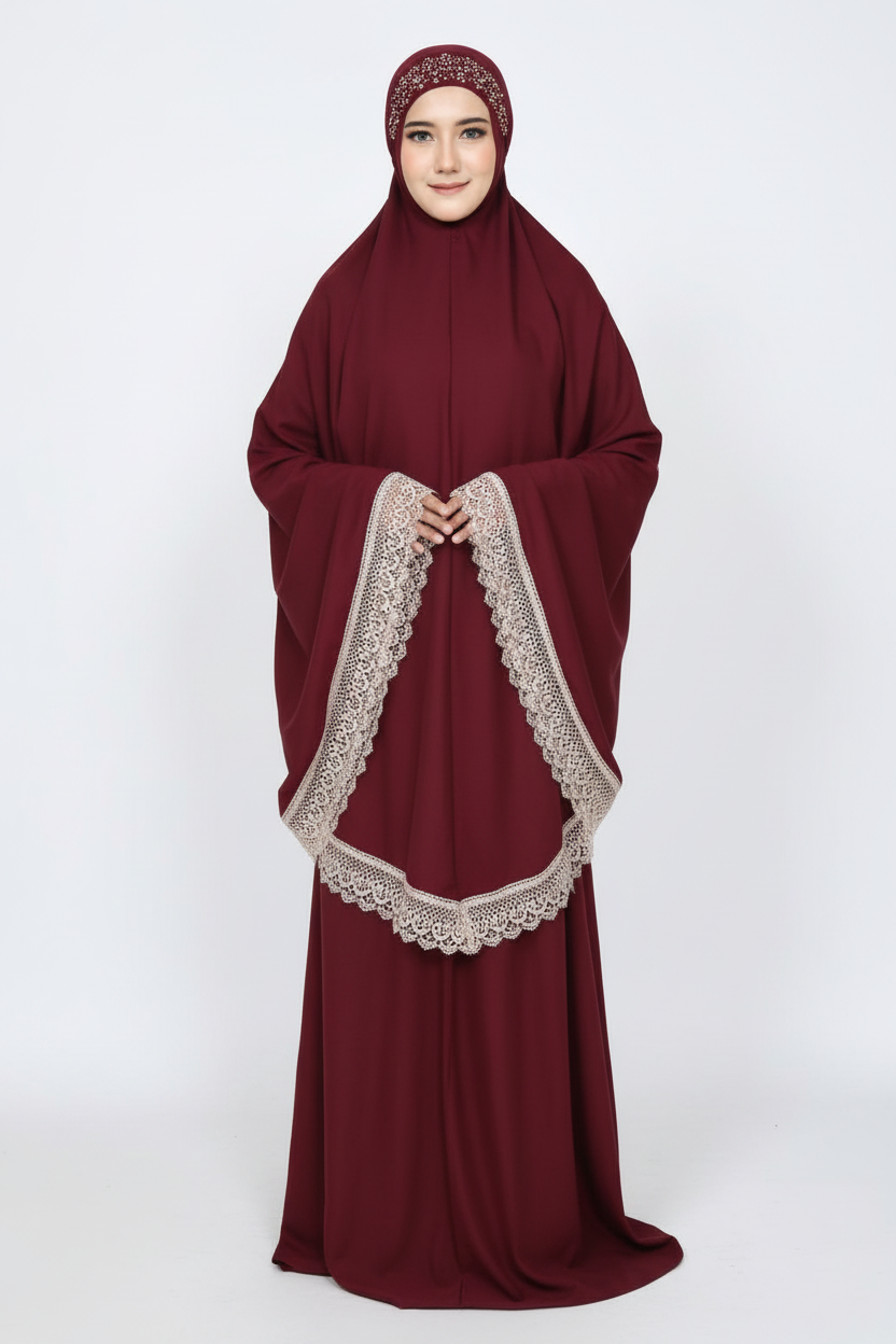 Burgundy khimar - minimalist
