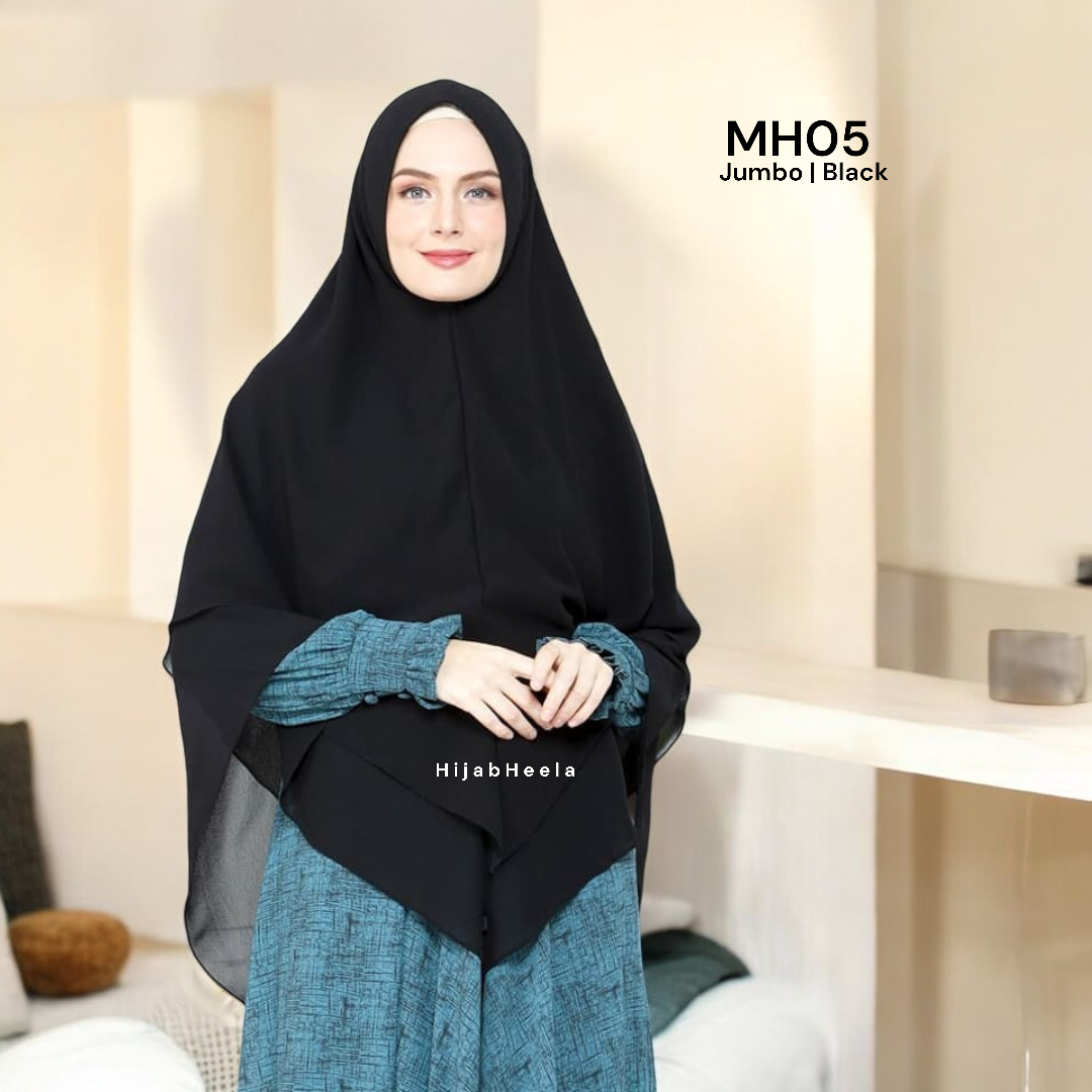 Khimar Dames ā MH05 zacht kapje van Munira, productfoto 16. De afgebeelde abaya is niet inbegrepen.