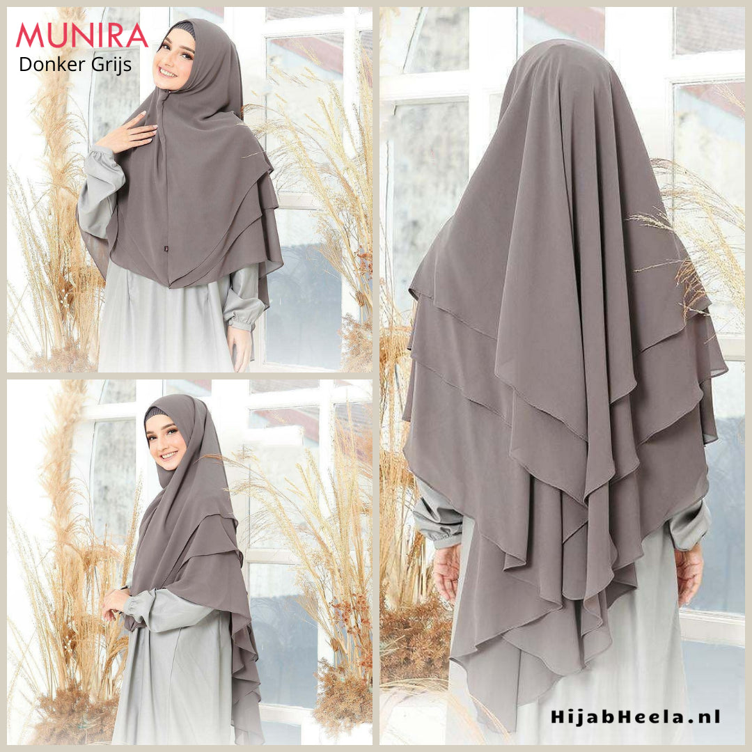 Khimar Dames ā MH12 Zacht Kapje van Munira, productfoto 1. De afgebeelde abaya is niet inbegrepen.