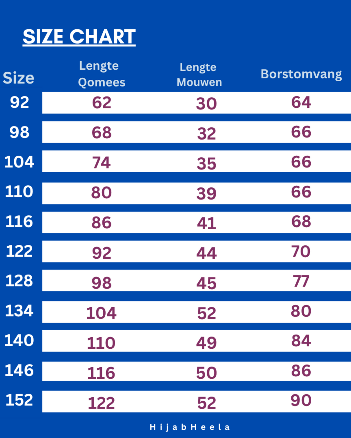 Qomeeskids alfatih sizechart hijabheela