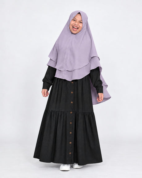 Khimar Fitri voor meisjes – Light Lavender met Abaya Sofia zwart – Hijab Heela