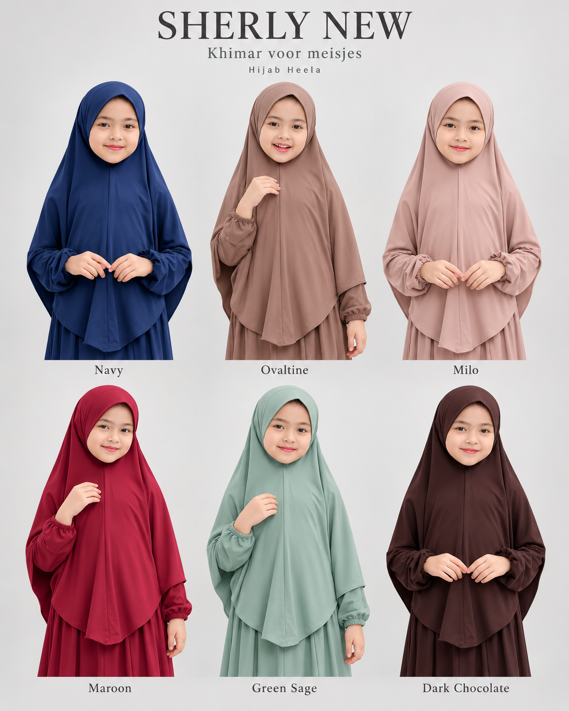 Khimar Sherly New voor meisjes – alle zes kleuren – Hijab Heela
