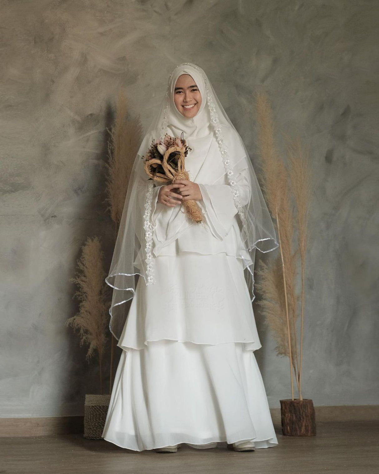 Set Nikah Ruffle | Abaya, Khimar & Khimar Veil Tulle